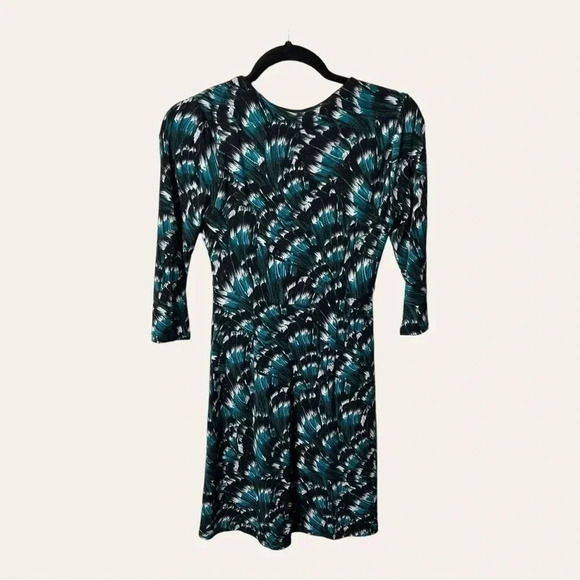 Women’s WHITE HOUSE BLACK MARKET MINI DRESS XXS TEAL WHITE BLACK 3/4 SLEEVE - Picture 6 of 9